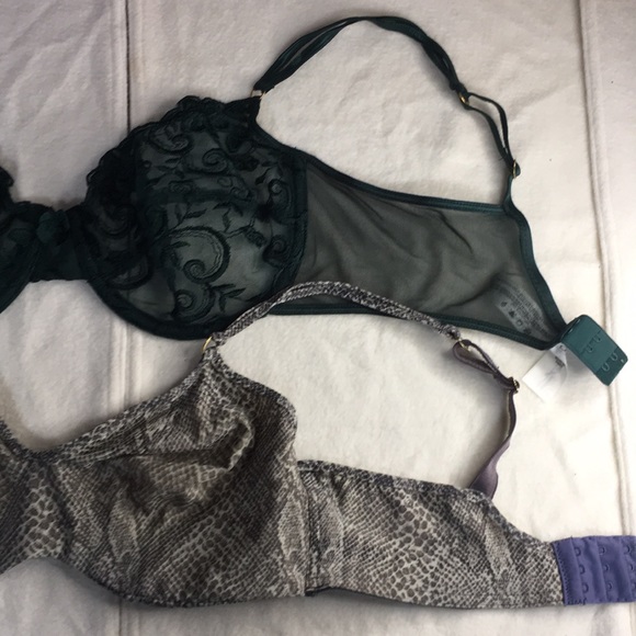 Bin 8 Bundle Of 2 Underwired Bras Adjustable Straps Green & Snake Print Size 36D - Picture 2 of 10